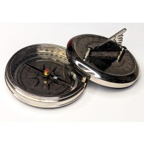 Nickle Plated Sundial - Compass Paperweight - 7.5cm