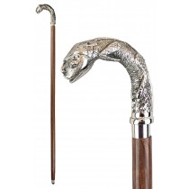 4 Legged Serpent Swagger Cane - Nickel Plated & Sheesham Wood 98.5cm