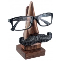 Nose With Mustache  Glasses Stand - Sheesham Wood 16cm