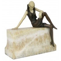 Lady Sitting on Wall Sculpture On Marble Base 24cm