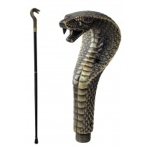 Antique Brass Cobra Swagger Cane / Walking Stick - 93cm
