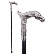 Silver Horse Swagger Cane / Walking Stick 92cm
