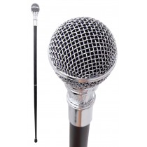 Silver Microphone Swagger Cane / Walking Stick 94cm