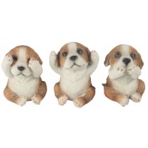 Set Of 3 Jack Russell Dogs - Hear Speak, & See No Evil - 8cm