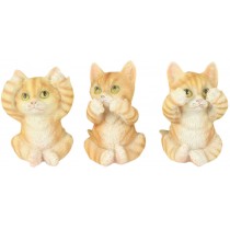 Set Of 3 Cats - Hear Speak, & See No Evil - 9.cm
