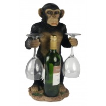 Chimp Wine Bottle & Glass Holder 45.5cm