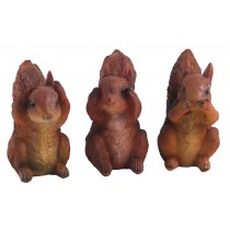 Set Of 3 Squirrels - Hear Speak, & See No Evil  - 8.5cm