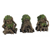 Set Of 3 Tree Faces - Hear Speak, & See No Evil - 10.5cm