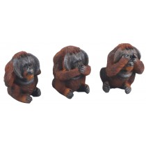 Set Of 3 No Evil Orangutans - Hear, See And Speak No Evil - 7.5cm