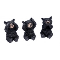 Set of 3 No Evil Black Bears - 8.5cm