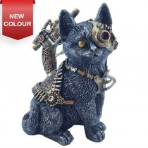 Steampunk Cat Silver Finish 19.5cm