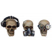 Set of 3 No Evil Skulls - 10cm