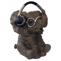 Elephant With Headphones - 15cm
