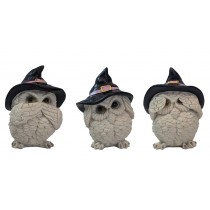 Set of 3 No Evil Owls Sets - 9cm