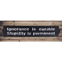 Sign - Ignorance Is Curable Stupid Is Permanent 33cm