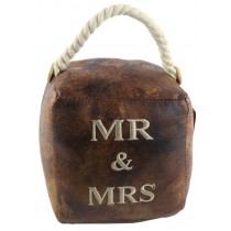 16cm Faux Leather Mr and Mrs Doorstop (Case Price for Case Qty Only)