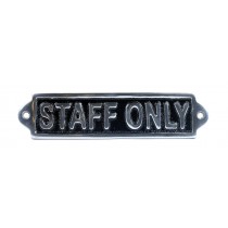 Staff Only Sign - Polished Aluminium Sign - 22cm