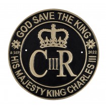 King Charles III Plaque  - Cast Iron - 24cm