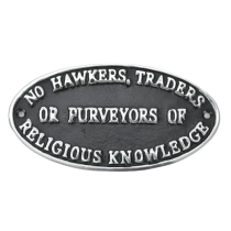 No Hawkers Traders Sign - Polished Aluminium 17cm