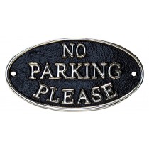 No Parking Please Sign - Polished Aluminium 17cm