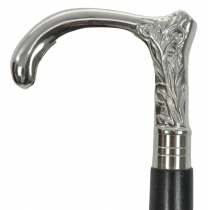 Nickel Finish Engraved Flower Swagger Cane/Walking Stick  95cm