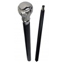 Nickel Finish Engraved Flower Round Top Swagger Cane/Walking Stick 95cm