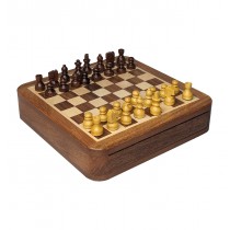 Square Magnetic Chess Foamed Tray Inside - Sheesham Wood - 13cm