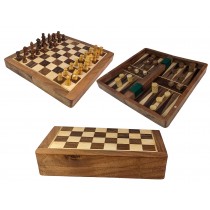 Chess And Backgammon Magnetic - Sheesham Wood - 25.5cm