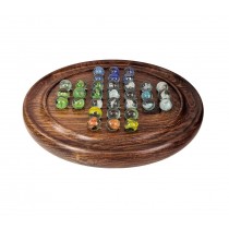 Solitaire With Multicolour Marbles  - Sheesham Wood - 23cm