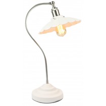 Daisy Lamp Textured White Shade/Base - Satin Chrome Arm (Bulbs not included)