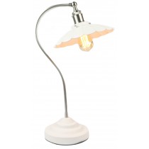 Daisy Lamp Textured White Shade/Base - Satin Chrome Arm 52cm (Bulbs not included)