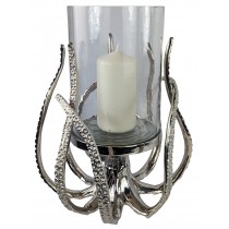 33cm Octopus With Glass Hurricane Candle Holder N/P