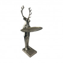 Stag With Plate - 50cm Nickel Plated Aluminium