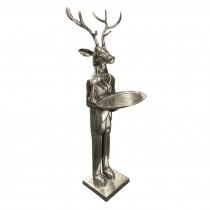 Stag With Plate - 100cm Nickel Plated Aluminium