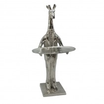 Giraffe With Plate - 50cm Antique Nickel Finish