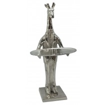 Giraffe With Plate - 100cm Antique Nickel Finish