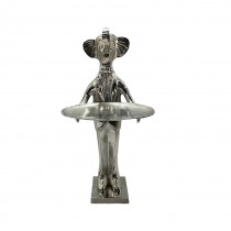 Elephant With Plate - 50cm Antique Nickel Finish