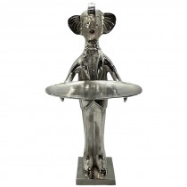 Elephant With Plate - 100cm Antique Nickel Finish