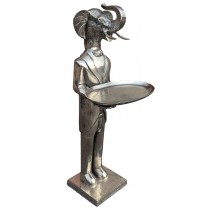 Elephant With Plate - 100cm Nickel Plated Aluminium