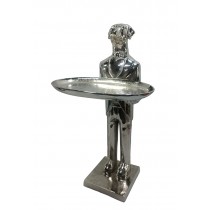 Dog With Plate - 100cm Antique Nickel Finish
