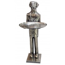 Dog With Plate - 150cm Nickel Plated Aluminium