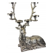 Sitting Stag Taper 6-Tier Candle Holder - 65cm Nickel Plated Aluminium