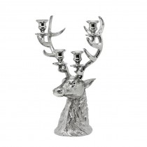 Stag Head Taper 4-Tier Candle Holder 40cm - Antique Nickel Finish