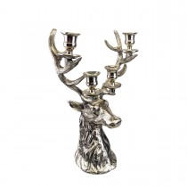 Stag Head Taper 4-Tier Candle Holder 40cm - Nickel Plated Aluminium
