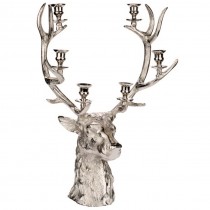 Stag Head Taper 6-Tier Candle Holder 60cm - Antique Nickel Finish