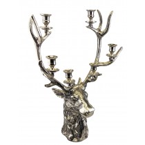 Stag Head Taper 6-Tier Candle Holder 67cm - Nickel Plated Aluminium