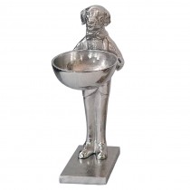 Dog With Bowl - 46cm Antique Nickel Finish