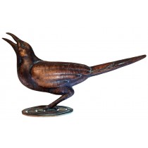 49cm Aged Copper/Verdigris Finish 1D Singing Bird Statue On Heavy Metal Base