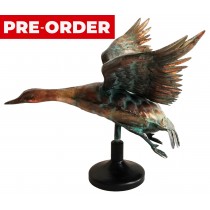 63.5cm Aged Copper/Verdigris Finish 3D Flying Goose Statue On Heavy Metal Base