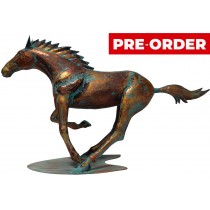 102cm Aged Copper/Verdigris Finish 3D Giant Horse Statue On Heavy Metal Base